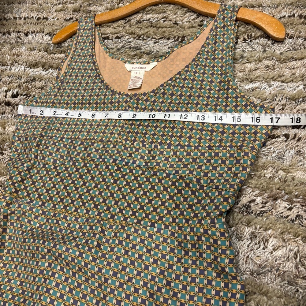 Sundance Dress size 4 Silk Sleeveless bubble Drape Hem geometric Empire Waist - Picture 7 of 11